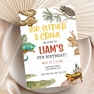 Invitation Garçon Anniversaire Lézard Fête Reptile
