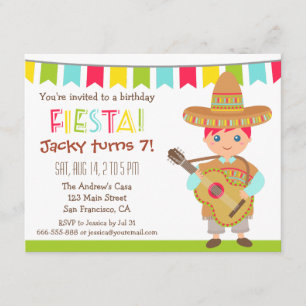 Invitation Garçon aux yeux bleus Fiesta mexicaine Fête d'anni