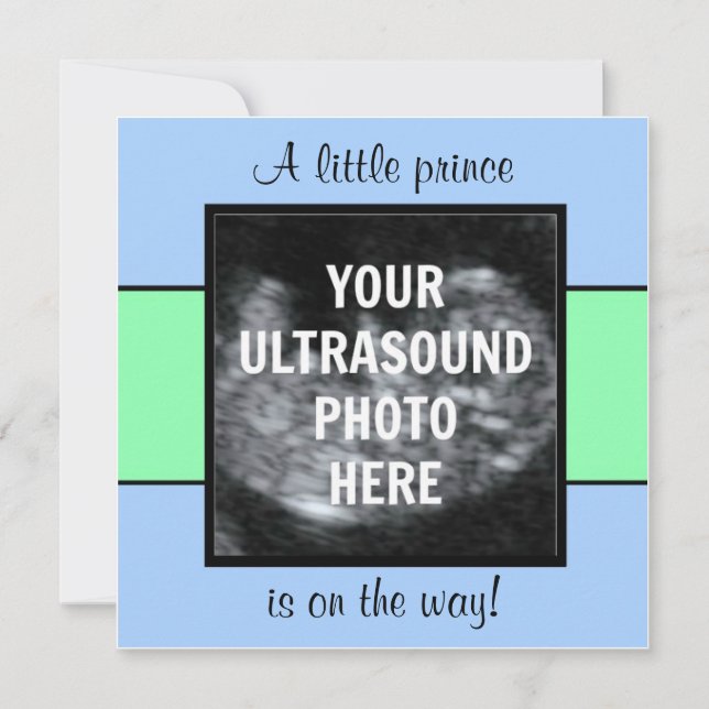 Invitation Garçon Baby Customisé Modèle photo Ultrasound (Devant)