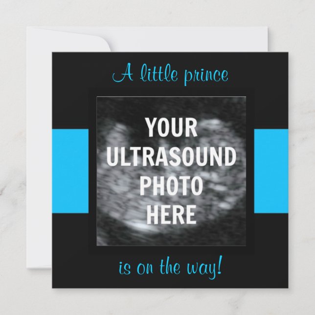 Invitation Garçon Baby Customisé Modèle photo Ultrasound (Devant)