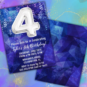Invitation Garçon bleu blanc 4e anniversaire