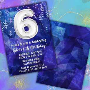 Invitation Garçon Bleu Blanc 6ème Anniversaire