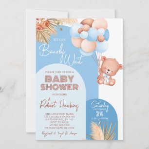 Invitation Garçon Boho Arche Teddy Bear Bearly Wait Baby Show