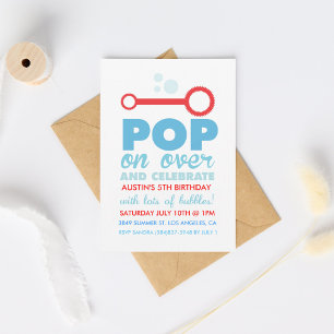 Invitation (Garçon) Bubble Party thème Anniversaire Invitatio