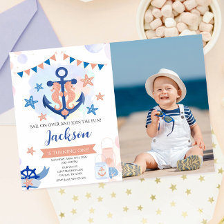 Invitation Garçon d'ancre de la marine nautique 1er anniversa