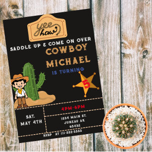 Invitation Garçon d'anniversaire Cactus Far West 