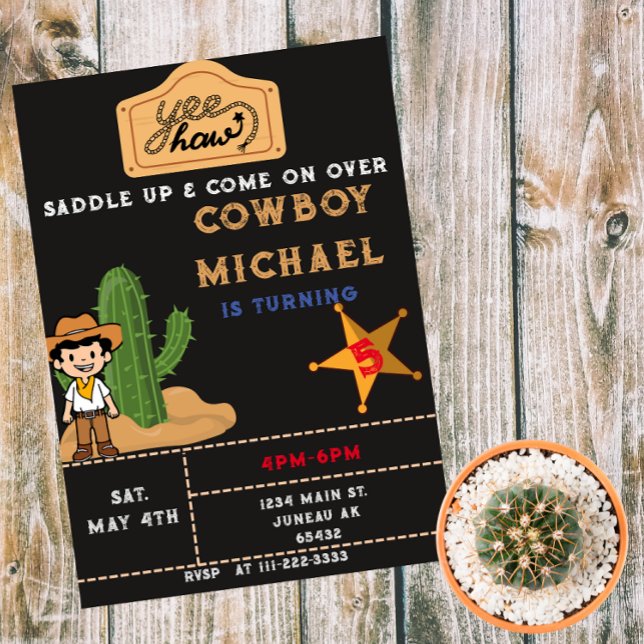 Invitation Garçon d'anniversaire Cactus Far West  (Créateur téléchargé)