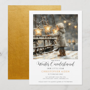 Invitation Garçon de 1 an dans un Hiver Magique 