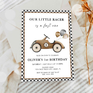 Invitation Garçon de 1 an - Voitures de course vintage Fast O