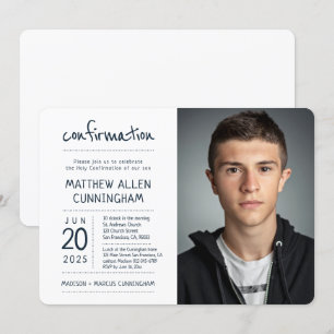Invitation Garçon de confirmation  Moderne + Simple Photo