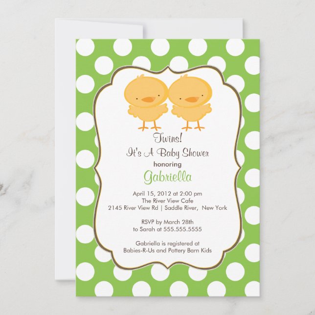 Invitation Garçon de fille de vert d'invitation de baby (Devant)