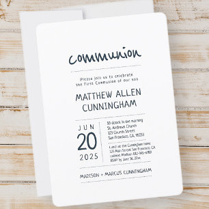 Invitation Garçon de la première communion   Moderne + Simple