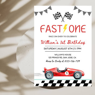 Invitation Garçon de voiture de course Premier Anniversaire-