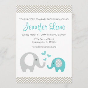 Invitation Garçon d'invitation de baby shower d'éléphant