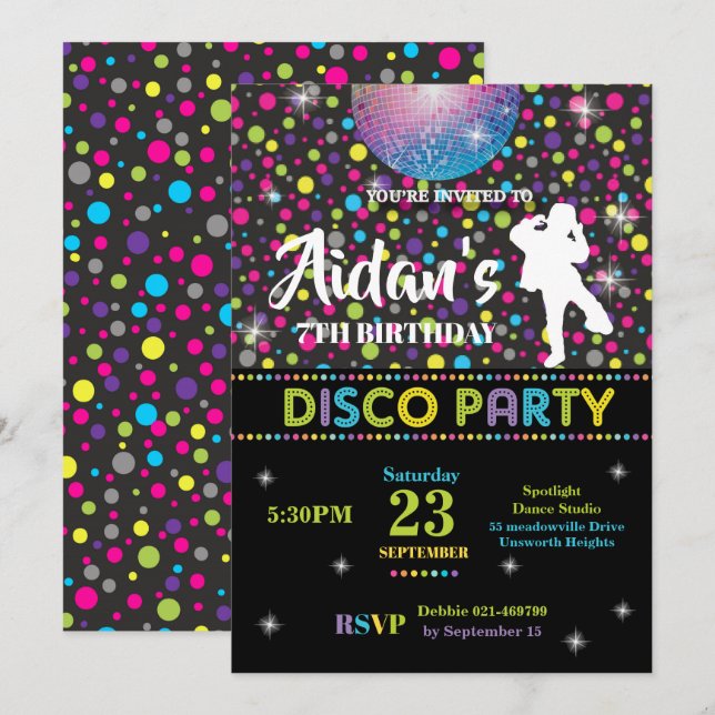 Invitation Garçon d'invitation de fête d'anniversaire de (Devant / Derrière)