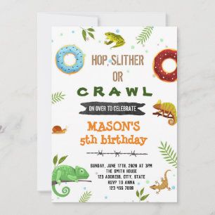 Invitation Garçon donut et fête reptile