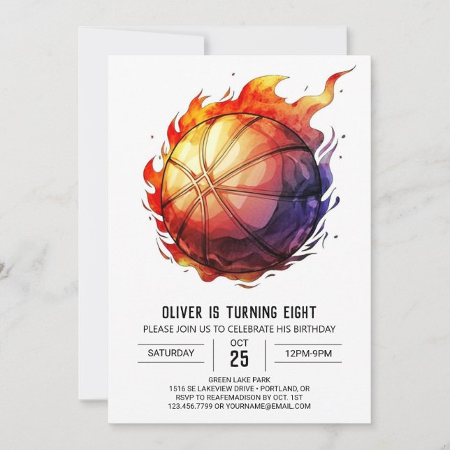 Invitation Garçon en ligne Custom Basketball Anniversaire (Devant)