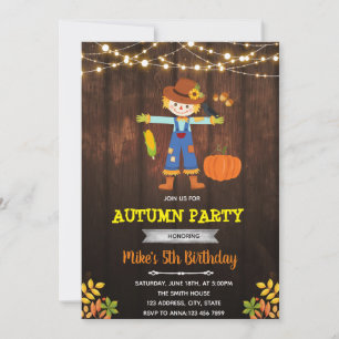 Invitation garçon épouvantail thème de thanksgiving automne