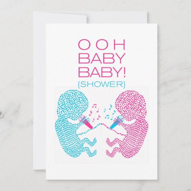 Invitation Garçon et fille d'invitation de baby shower de (Devant)