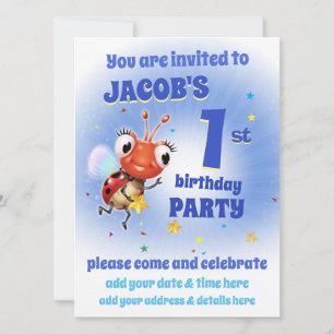 Invitation Garçon fait sur commande 1yr d'invitation de fête