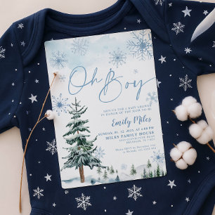 Invitation Garçon Fête de Bébé Hiver Merveilleux
