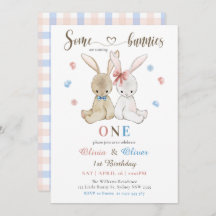 Garçon Fille Jumeaux Quelques lapins 1er anniversa