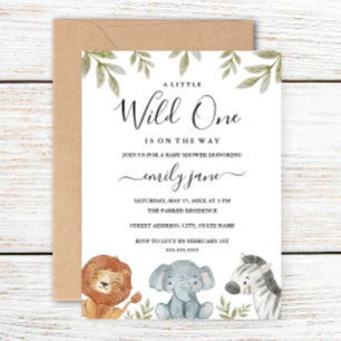 Invitation Garçon Fille Safari Animaux Mignons Baby Shower