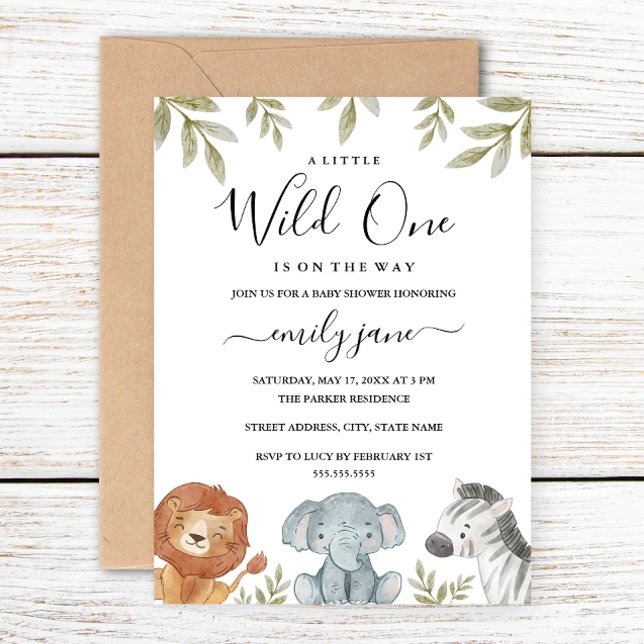 Invitation Garçon fille Safari mignonne animaux Baby shower (Créateur téléchargé)