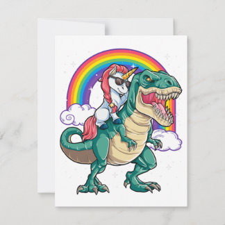 Invitation Garçon Filles Hommes Femmes Licorne à Cheval T rex