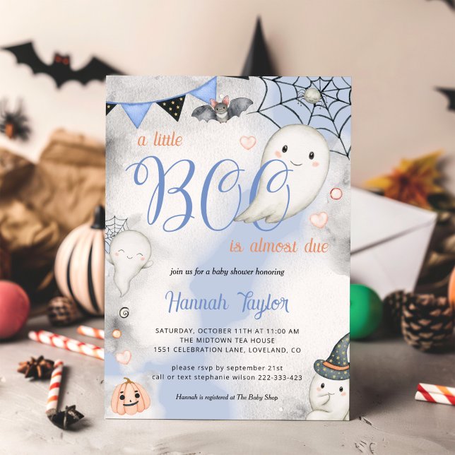 Invitation Garçon Ghost Little Boo est dû Baby shower Hallowe (Créateur téléchargé)