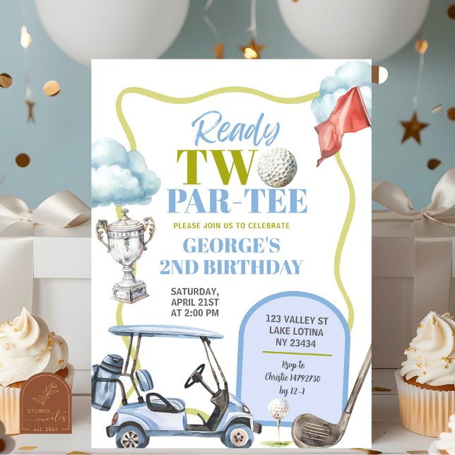 Invitation Garçon Golf Two Par-Tee 2e Anniversaire  (Créateur téléchargé)