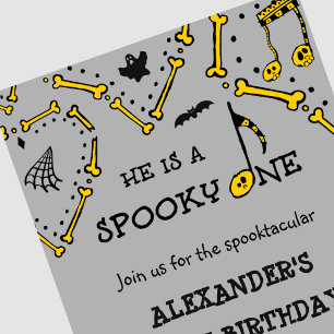 Invitation Garçon Gris Crâne Épouvantable Halloween 1er anniv