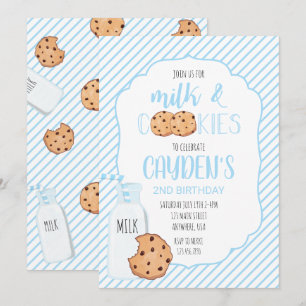 Invitation Garçon Lait et biscuits bleu Anniversaire