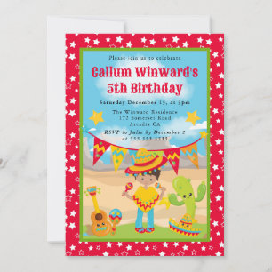 Invitation Garçon Latino Mignon Fête Enfants Anniversaire 