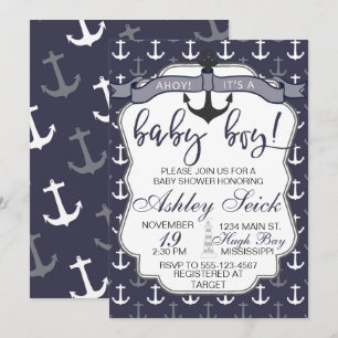 Invitation Garçon nautique de baby shower oh son un