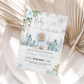 Invitation Garçon Nounours Il Fait Froid Dehors Baby Shower