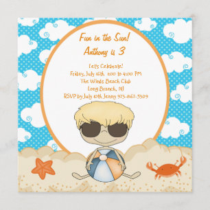 Invitation Garçon nuageux de plage dans l'invitation