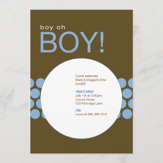 Invitation Garçon Oh Boy Baby shower Invitation_Blue/Brown