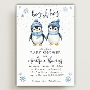 Invitation garçon oh garçon baby shower d'hiver
