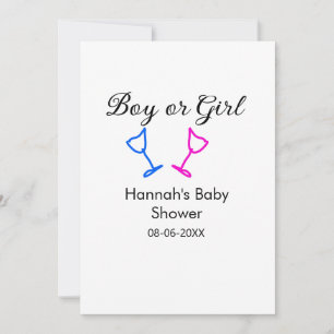 Invitation Garçon ou fille baby shower rose bleu verre nom da