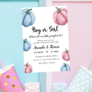 Invitation Garçon ou fille - Fête de la citrouille - révélati