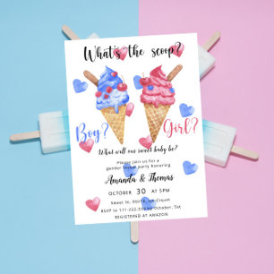 Invitation Garçon ou fille - Glace - Fête de révélation du se