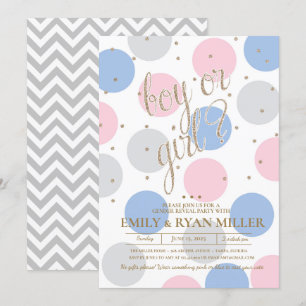 Invitation Garçon ou fille ? Pink & Blue Baby Genre Revevela 