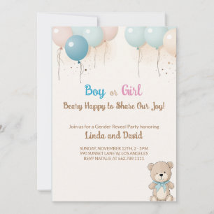 Invitation Garçon ou fille Teddy Ours Genre Reveillez Invitat