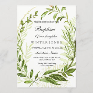 Invitation Garçon ou fille Wreath Baptême Christening invitat