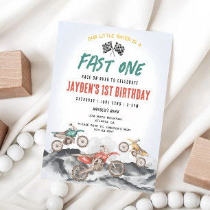 Invitation Garçon premier anniversaire moto cross rapide