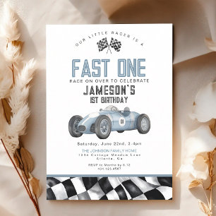 Invitation Garçon premier anniversaire voiture de course vint