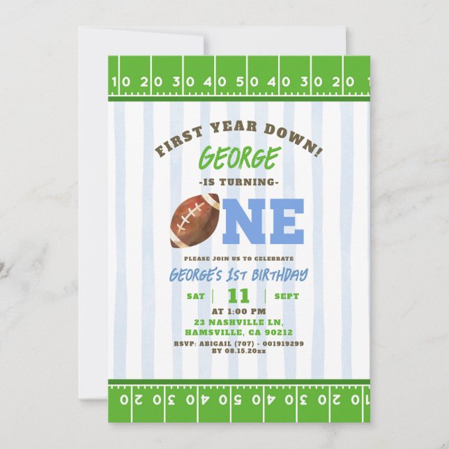 Invitation Garçon première année Toucher le football premier  (Devant)