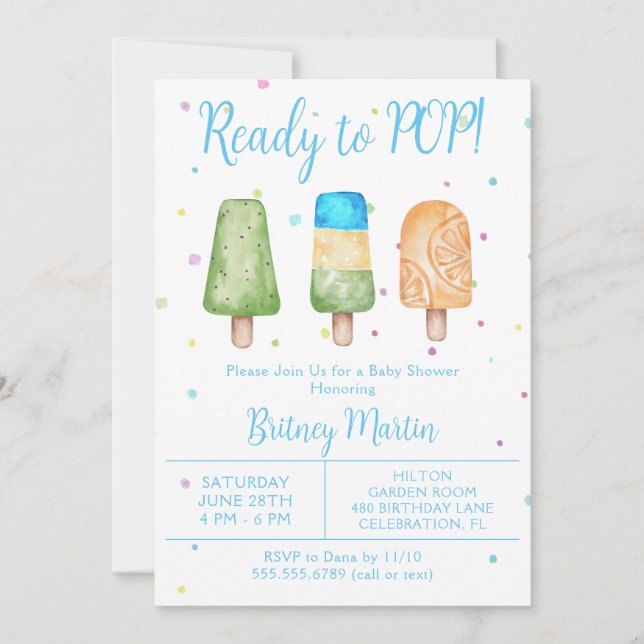Invitation Garçon prêt à faire la pop Baby shower d'été (Devant)