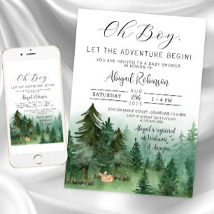 Invitation Garçon Renard Bois Oh Garçon Baby Shower